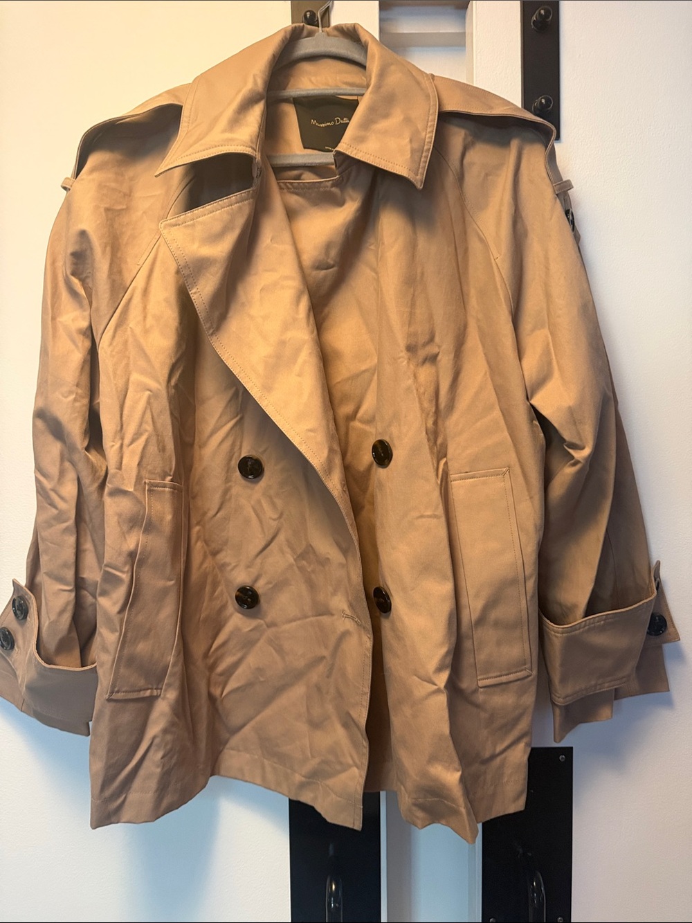 Massimo Dutti Tan Double-Breasted Trench Jacket